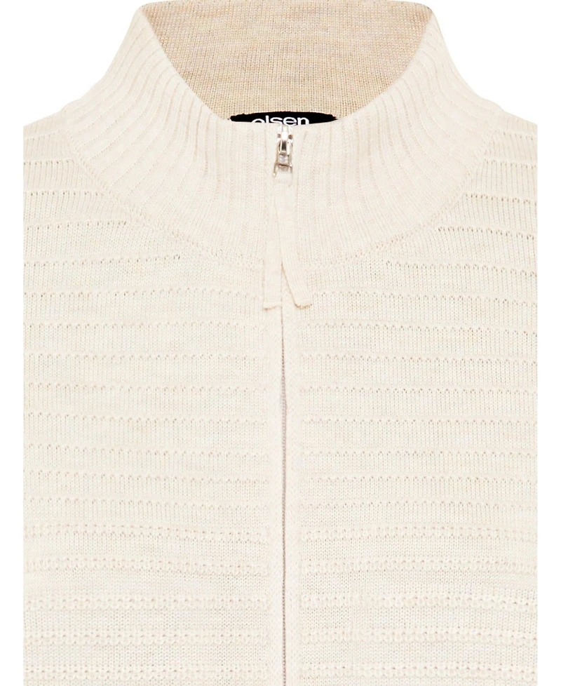 Olsen Women's Rib Knit Zip Front Cardigan