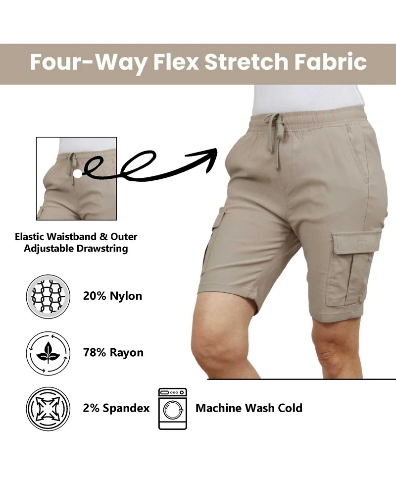Galaxy By Harvic Women's Loose Fit Super Flex Stretch Cargo Jogger Shorts
