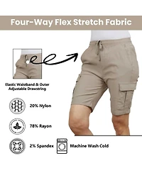 Galaxy By Harvic Women's Loose Fit Super Flex Stretch Cargo Jogger Shorts