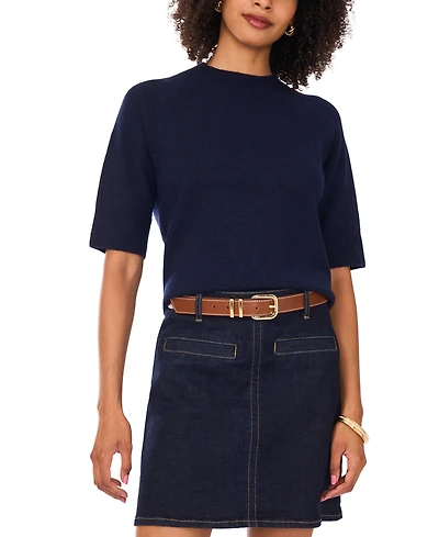 Vince Camuto Women's Short Sleeve Mock Neck Top