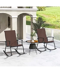 2 Pcs Outdoor Rocking Chairs with Breathable Backrest Smooth Safe Design