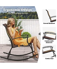 2 Pcs Outdoor Rocking Chairs with Breathable Backrest Smooth Safe Design