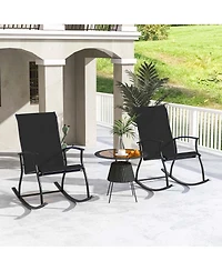 2 Pcs Outdoor Rocking Chairs with Breathable Backrest Smooth Safe Design
