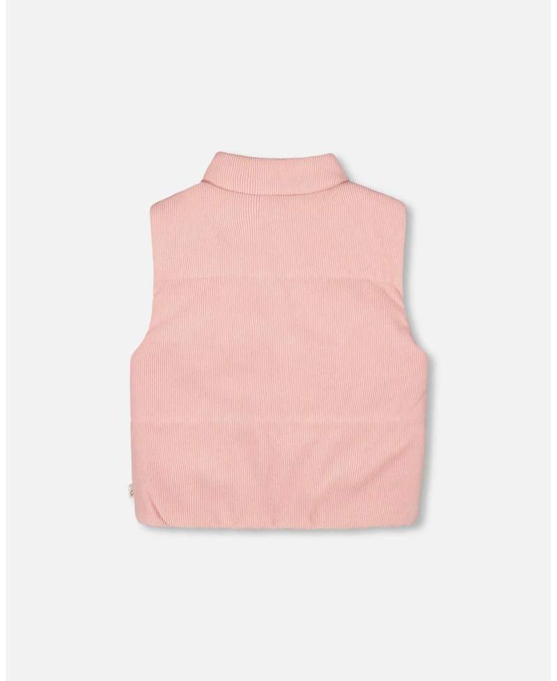 Deux par Girl Corduroy Puffy Sleeveless Vest Dusty Pink - Child
