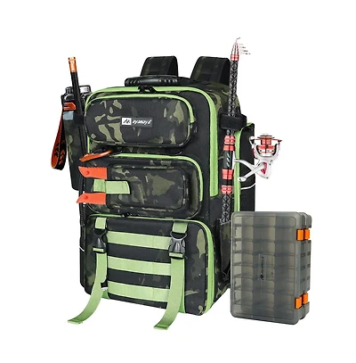 Ayamaya TackleTrek 40L Fishing Backpack with Dual Rod Holders & 2 Tackle Trays – The Ultimate Outdoor Gift for Him