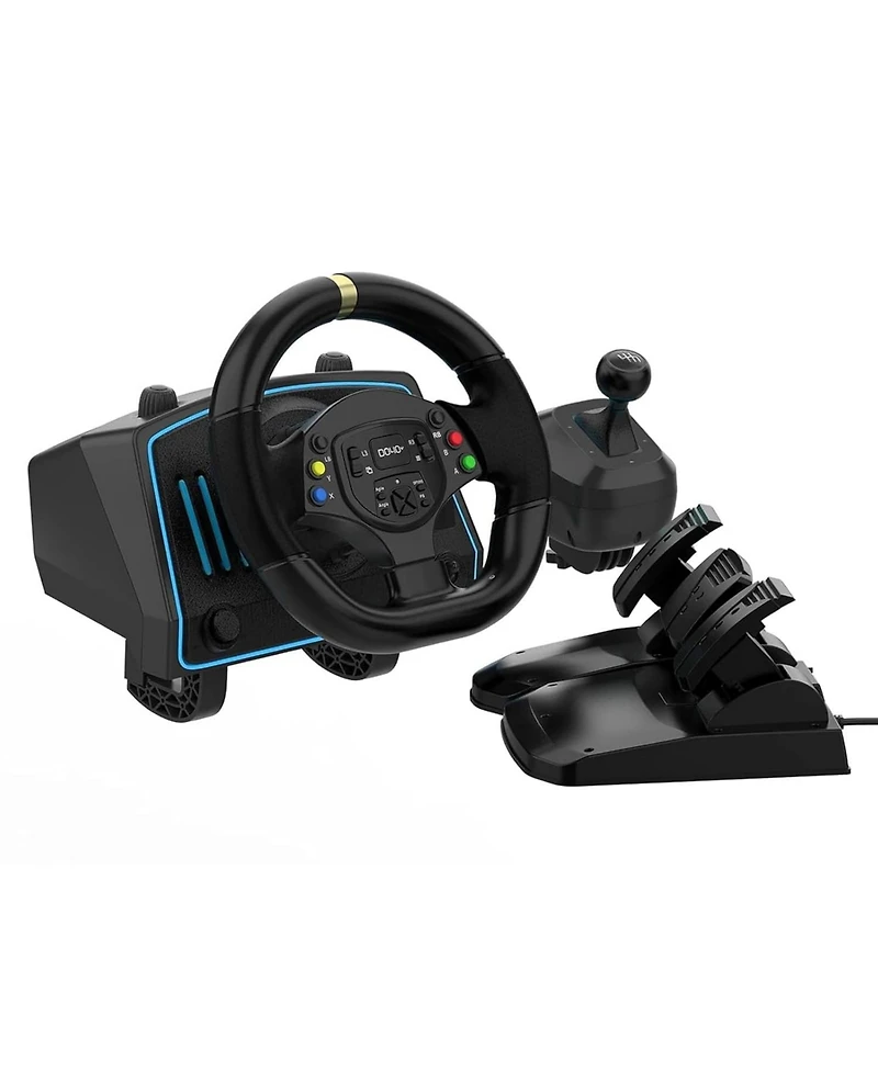 Nbcp Gaming Racing Wheel with Pedals, 1080° Rotation, Shifter & Paddle Shifters – Compatible with Pc, PS4, Xbox One/Series X|S, Switch – Dual Vibratio