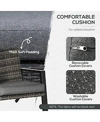 Outsunny 4 Piece Patio Furniture Set, 2 Pe Wicker Chairs, Loveseat,