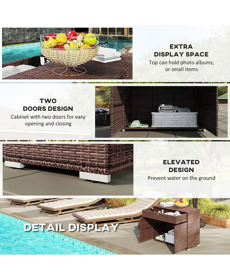Outsunny Outdoor Towel Rack for Pool w/ Drawer & Cabinet