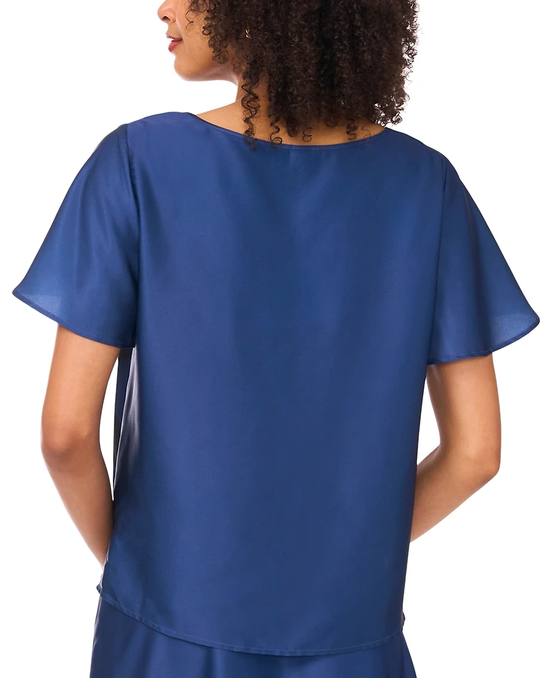 Vince Camuto Women's Crewneck Flowy Short-Sleeve Blouse