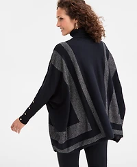 Jm Collection Women's Turtleneck Long-Sleeve Poncho Sweater, Macy's Exclusive