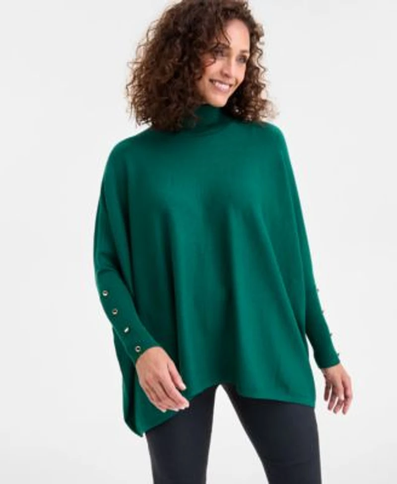 Jm Collection Womens Poncho Turtleneck Sweater Pxs Xxl Macys Exclusive