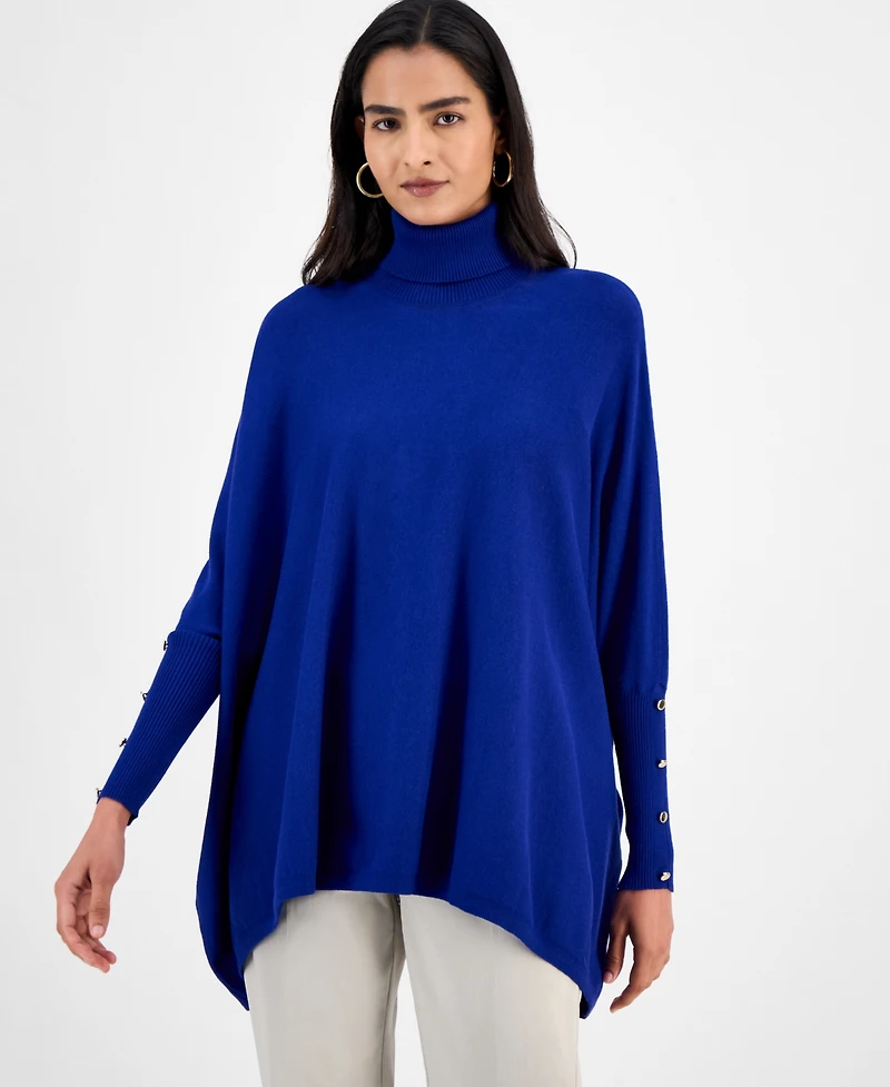 Jm Collection Women's Poncho Turtleneck Sweater, Regular & Petite