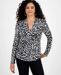 Jm Collection Women's Printed Zip Pocket Top, Macy's Exclusive