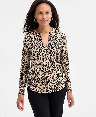 Jm Collection Women's Printed Zip Pocket Top, Macy's Exclusive