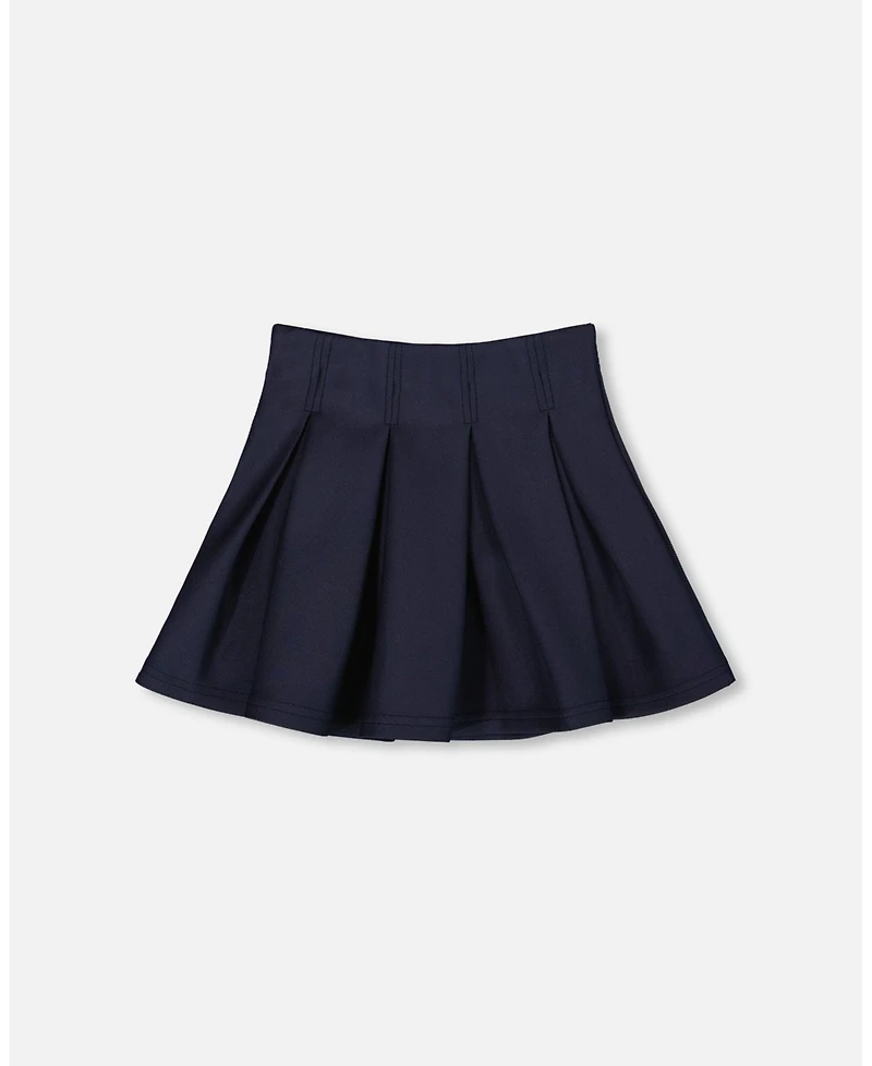 Deux par Girl Pleated Milano Skirt Navy Blue - Child