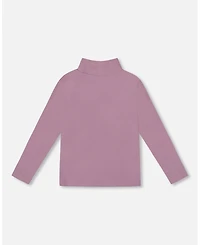 Deux par Big Girls Super Soft Ribbed Mock Neck Top Purple Gray