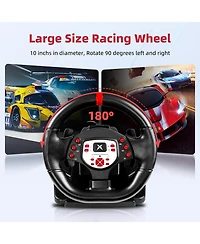 Nbcp 180°Gaming Racing Steering Wheel with Pedals & Dual Motors for Pc, Xbox, PS4, Switch – Adjustable Height, Tilt, Vibration, Strong Fix