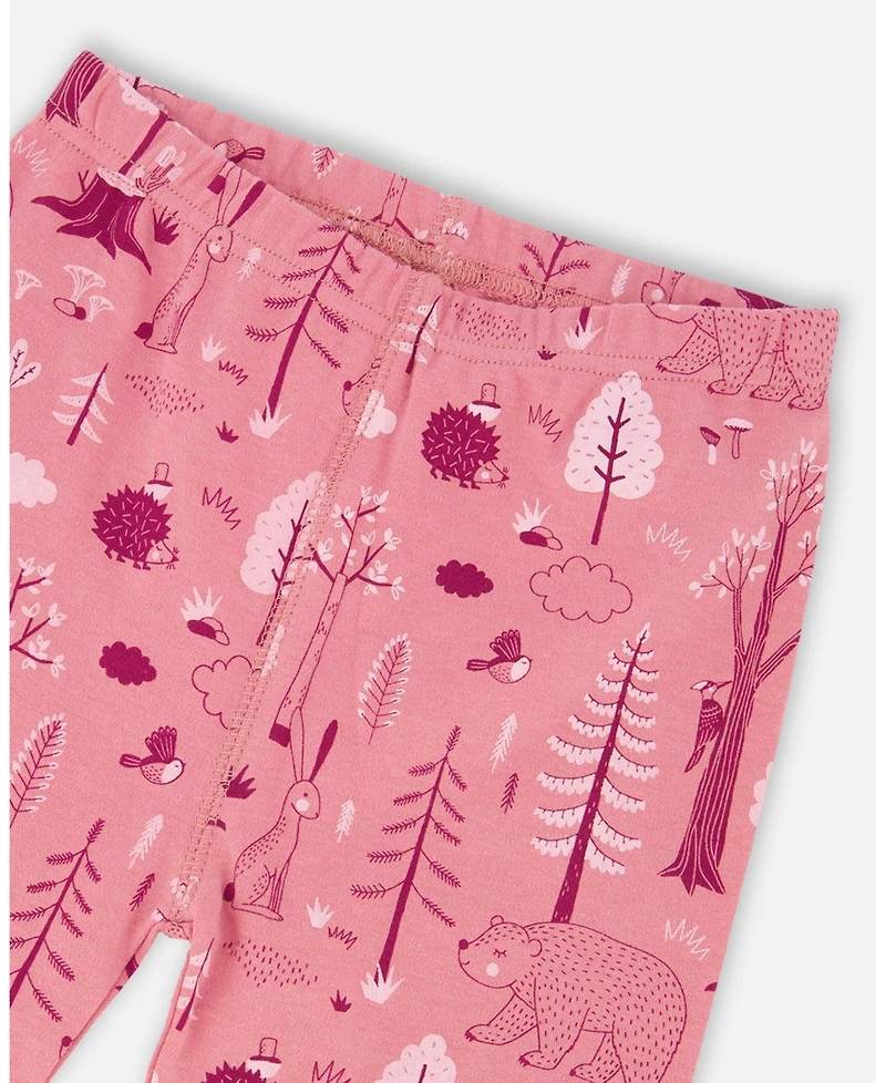 Deux par Baby Girls Cotton Two-Piece Pajamas Pink Forest