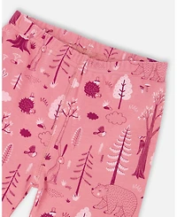 Deux par Baby Girls Cotton Two-Piece Pajamas Pink Forest