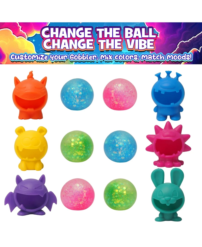 Power Your Fun Glitter Gobblers Blind Box Squishy Toys 6 Pack