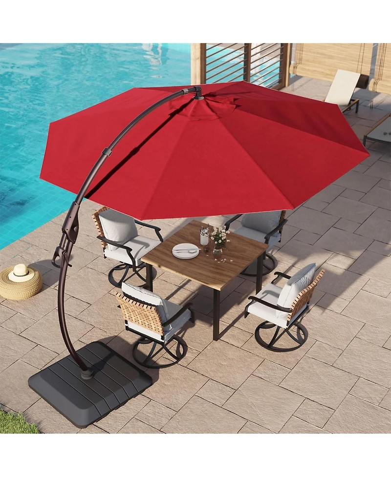 Mondawe 11ft Cantilever Umbrella w/ 360° Rotation & 90° Tilt, Powder-Coated Aluminum Frame Umbrella