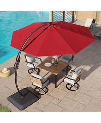 Mondawe 11ft Cantilever Umbrella w/ 360° Rotation & 90° Tilt, Powder-Coated Aluminum Frame Umbrella