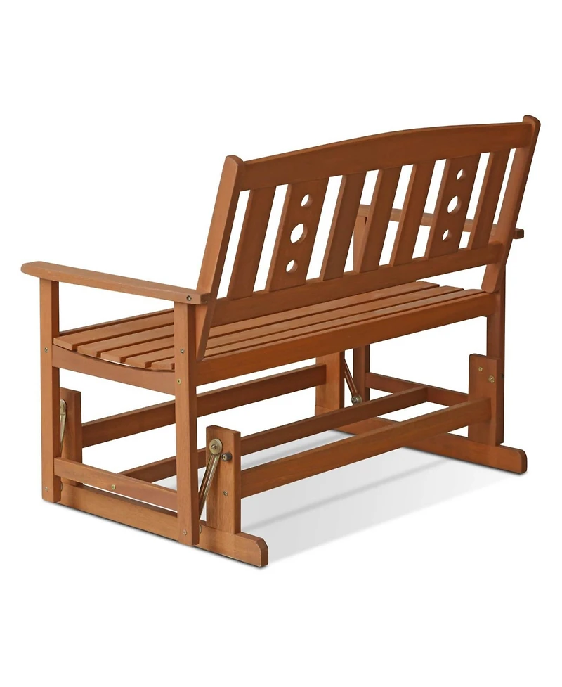 Homlux Outdoor Hardwood Glider with Teak Finish – Smooth & Stylish Patio Seating for Two