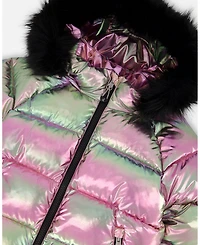 Deux par Boy Multicolor Metallic Quilted Bomber-Style Winter Coat - Child