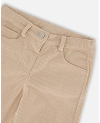 Deux par Girl Wide Leg Corduroy Pants Beige - Child