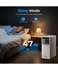 Zafro 10,000 Btu Portable Air Conditioner 3-in-1 with Fan, Dehumidifier & Drain-Free Cooling, App/Remote Control, Quiet 48dB, Sleep Mode, 24H Timer