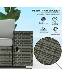 Outsunny Wicker Outdoor Couch, Patio Sofa with Storage, Cushions