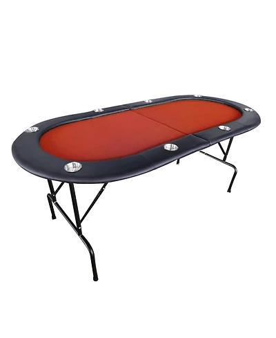 Streamdale Furniture 73" Foldable Poker Table with Cup Holders Red