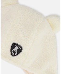 Deux par Toddler Unisex Lined Sherpa Hat with Ear Flaps Off-White - Baby|Toddler