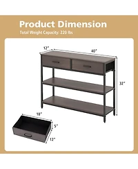 Console Table with Folding Fabric Drawers for Entryway