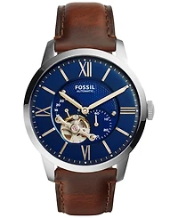Fossil Men's Automatic Chronograph Townsman Brown Leather Strap Watch 44mm ME3110