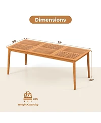 Gymax 8-Person Outdoor Acacia Wood Dining Table w/ 1.96'' Umbrella Hole Rectangular