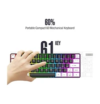 risokeys 60% Wired Gaming Keyboard, Rgb Backlit Ultra Compact Mini Keyboard, Waterproof Mini Compact 61-Key Keyboard for Pc/Mac Gamers, Typist