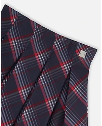 Deux par Girl Pleated Milano Skirt Red and Navy Plaid - Child