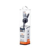 Ventev 27W Ultrafast Dual Car Charger with Apple Lightning Travel Cable-Gray