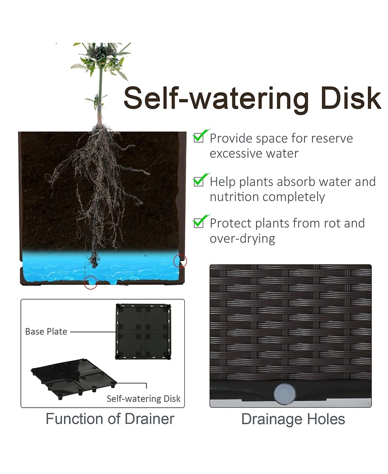 Outsunny 6 Piece Raised Garden Bed Set, Self Watering & Draining