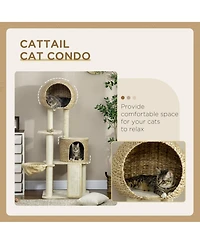 PawHut 59 Inch Cat Tree for Indoor Cats with Cat Condo, Hammock,