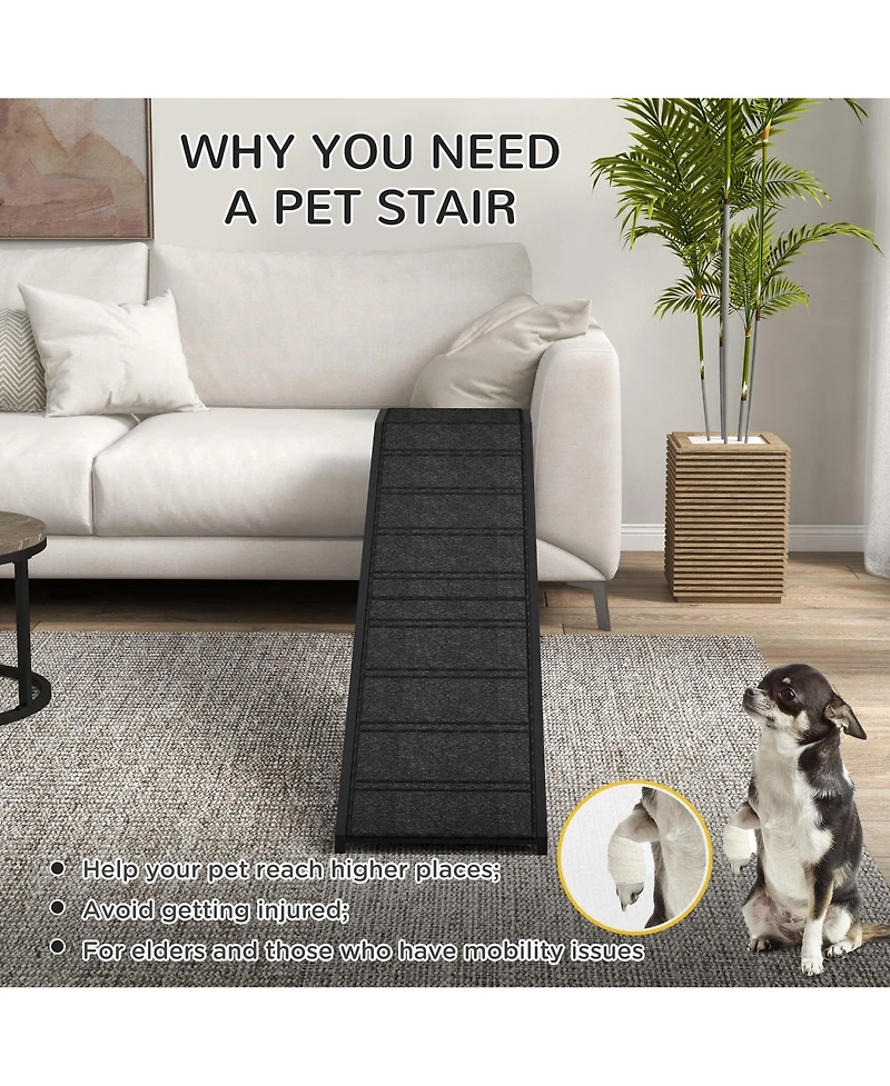 PawHut Dog Ramp w/ Non-Slip Carpet and Top Platform, 74" x 16" x 25",
