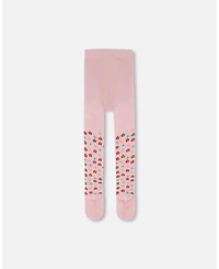 Deux par Girl Knit Tights Light Pink with Flowers - Toddler|Child