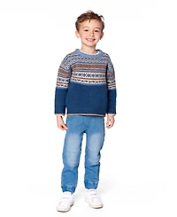 Deux par Boy Norwegian Jacquard Knit Sweater Blue and Cream - Child