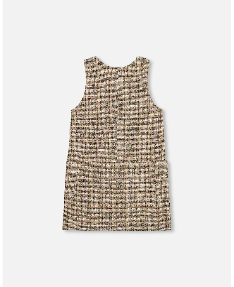 Deux par Girl Tweed Jumper Beige and Black