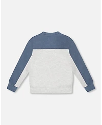Deux par Toddler Boys Long Sleeve Super Soft Brushed Jersey Top Color Block Light Heather Gray - Toddler|Child
