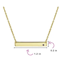 Bling Jewelry Horizontal Sideway Flat Bar Name Plated Pendant Necklace Gold Sterling Silver With Crystal