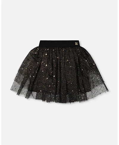 Deux par Girl Multi Layer Glittering Mesh Skirt Black - Child