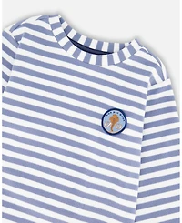 Deux par Boy Super Soft Long Sleeve Striped Jersey T-Shirt Light Blue