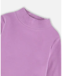Deux par Girl Super Soft Ribbed Mock Neck Top Lavender